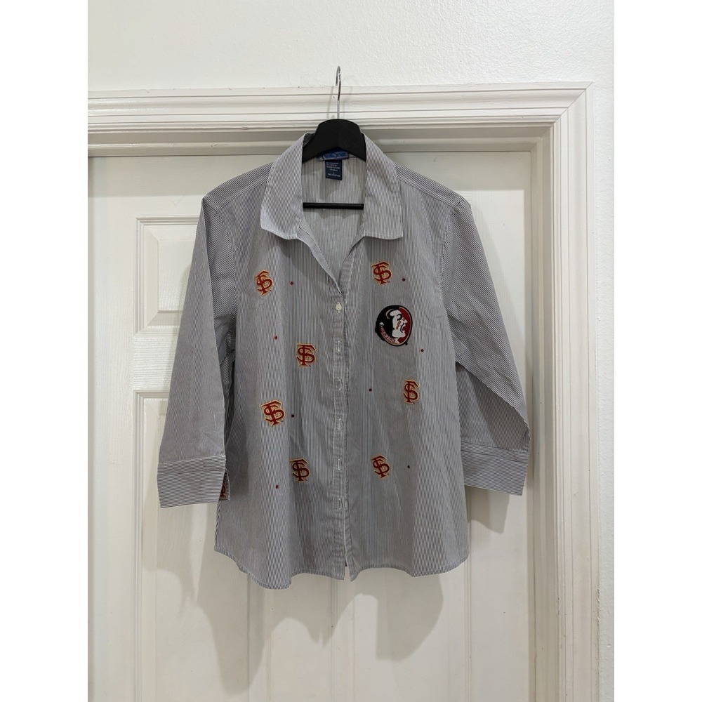 Las Olas Florida State University FSU Woman's Size L Button Down Shirt